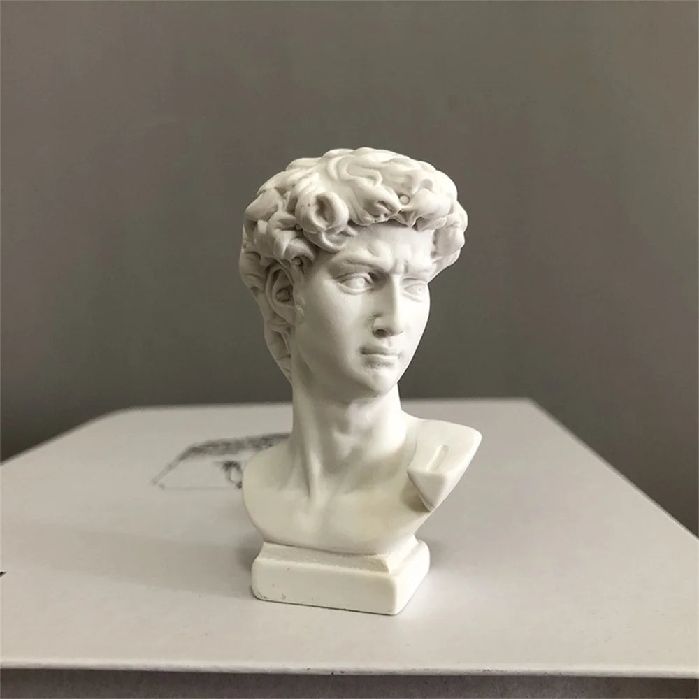 Estatua de David de resina, Mini cabeza, arte de decoración, mitología nórdica, música, figura de artista, estatua, escultura de Arte moderno europeo