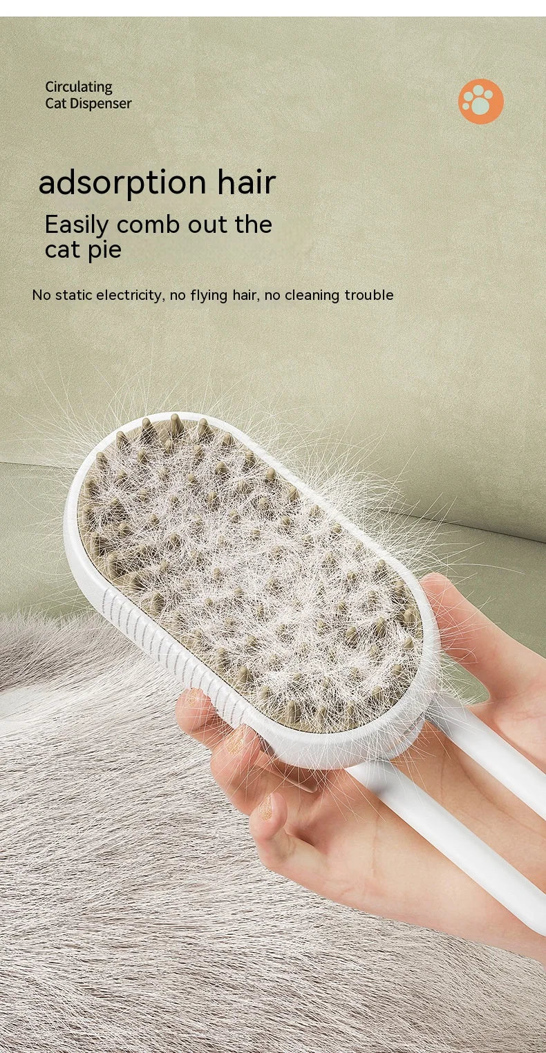 Nuevo peine en aerosol para mascotas para gatos y perros, peine eléctrico para depilación con pulverizador, cepillo de masaje antivuelo con una tecla, masaje limpio