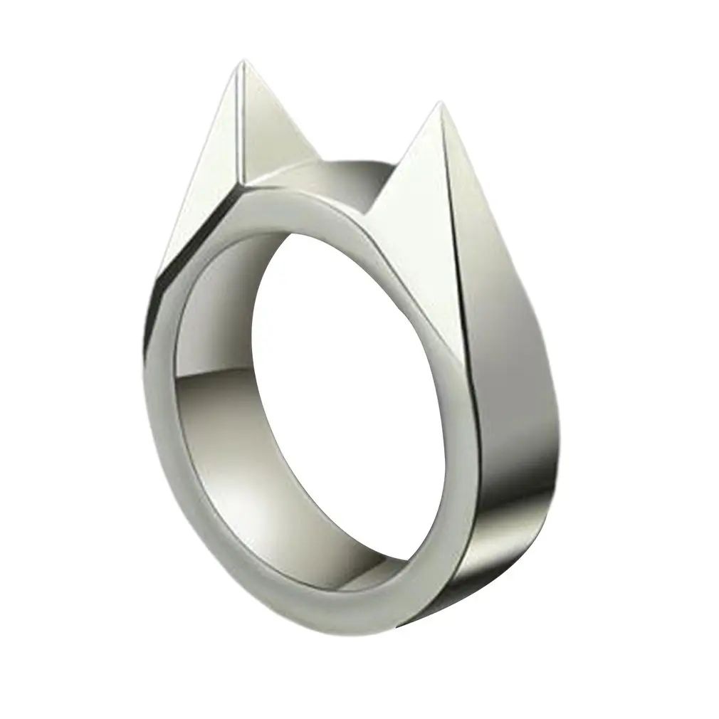 Anillos de autodefensa para hombres y mujeres, anillo de seguridad para la oreja de gato, ventana rota, suministros de supervivencia al aire libre
