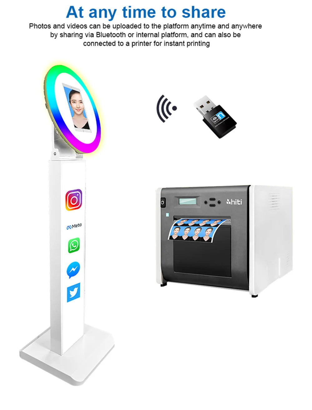 Carcasa de máquina de Selfie para fotomatón de iPad, soporte ajustable, logoti