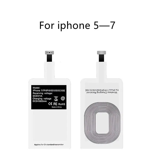 Receptor de cargador inalámbrico, adaptador de carga rápida tipo C, Micro USB, para iPhone, Samsung, Huawei, Xiaomi, Ios y Android