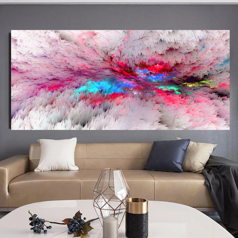 Pintura al óleo de arte abstracto de nube amarilla y gris, carteles e impresion