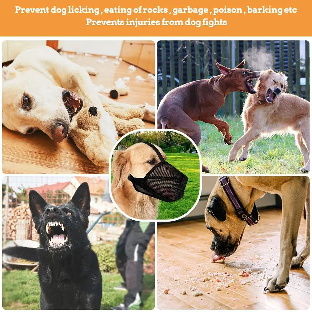 Bozal antiladridos para perros, Máscara ajustable de malla transpirable para la