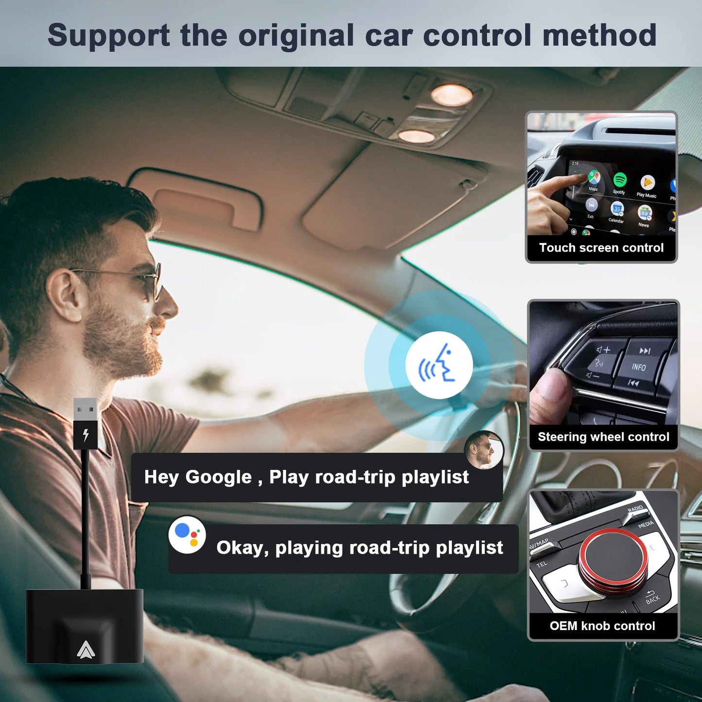 Adaptador inalámbrico para coche y teléfono Android, Dongle automático para c