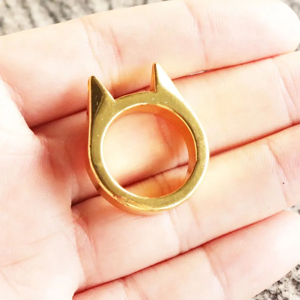 Anillos de autodefensa para hombres y mujeres, anillo de seguridad para la oreja de gato, ventana rota, suministros de supervivencia al aire libre