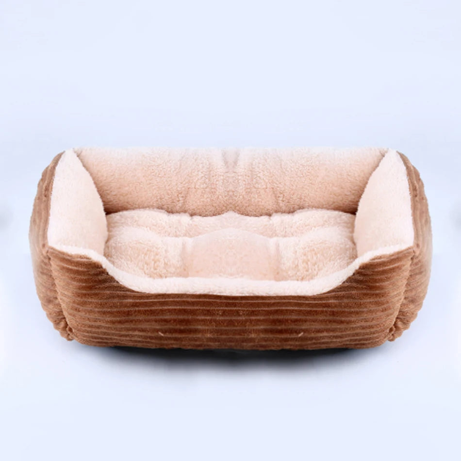 Square Plush Dog Cat Bed Sofa Bed for Medium and Small Dogs