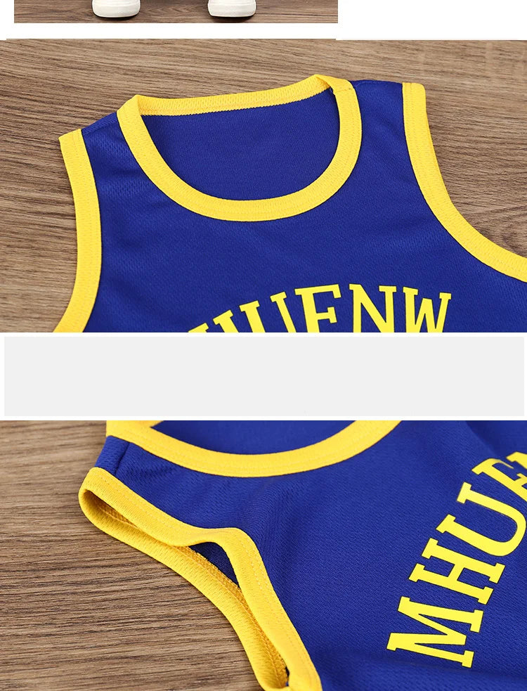 Conjuntos de camisetas de baloncesto sin mangas para niños, pantalones cortos p
