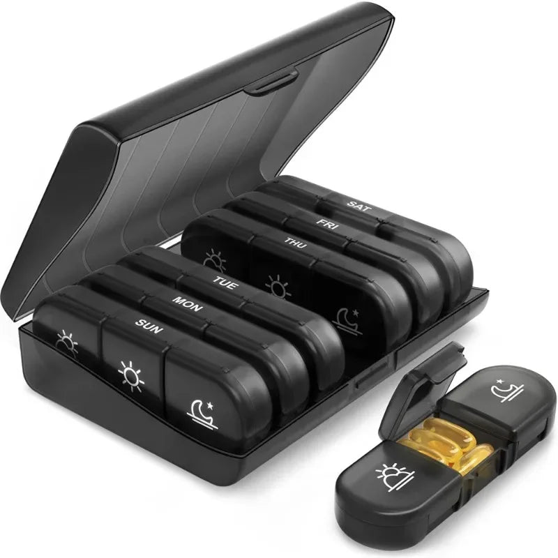 7 Days Pill Box 21/14 Grids 3 Times Portable Travel Pill Case Organizer