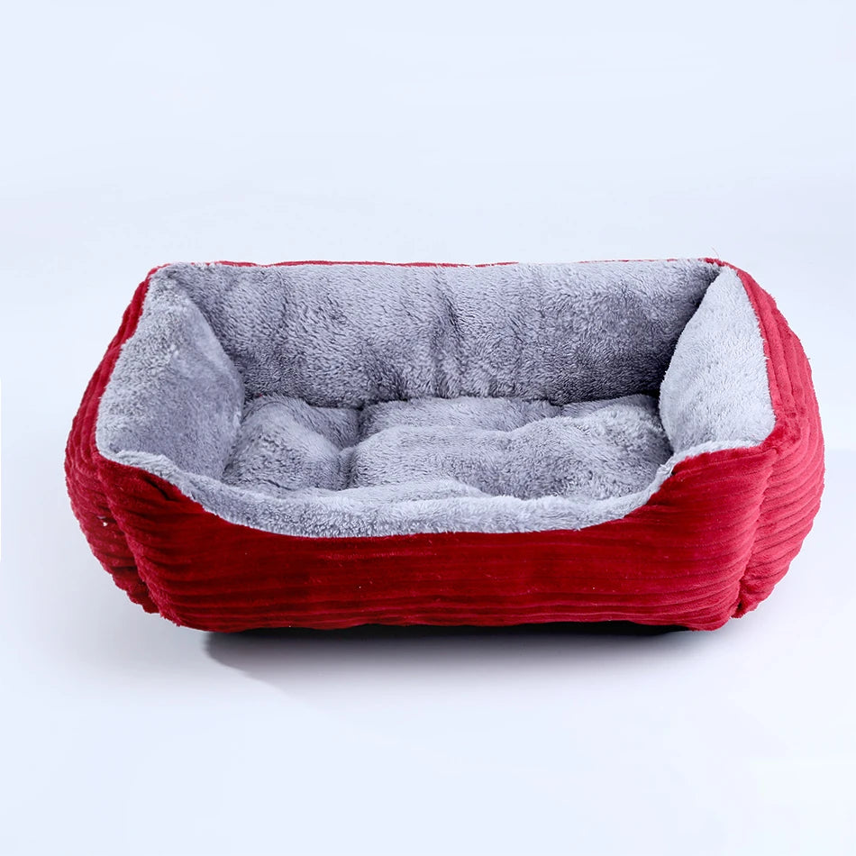 Square Plush Dog Cat Bed Sofa Bed for Medium and Small Dogs