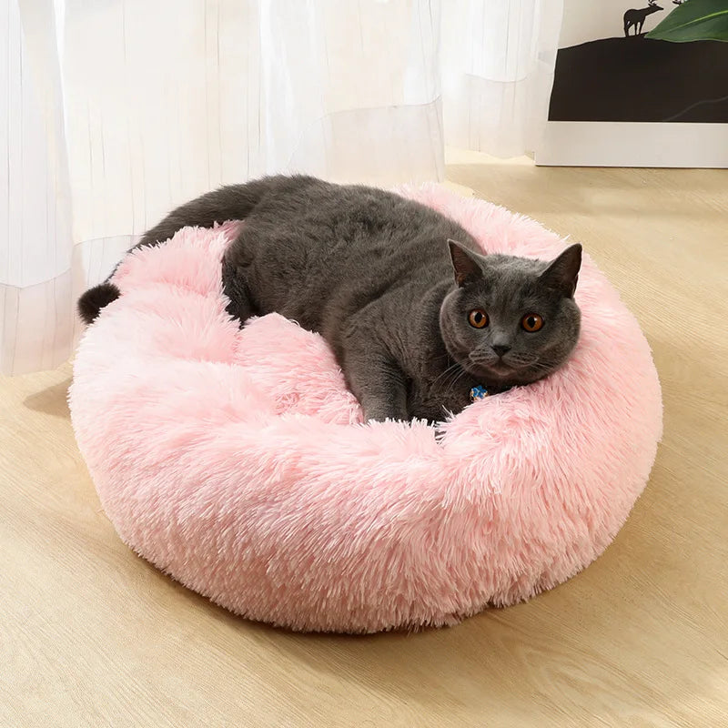 Super Soft Round Pet Bed Long Plush Dog House for Medium Dogs