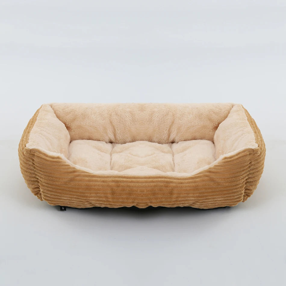 Square Plush Dog Cat Bed Sofa Bed for Medium and Small Dogs