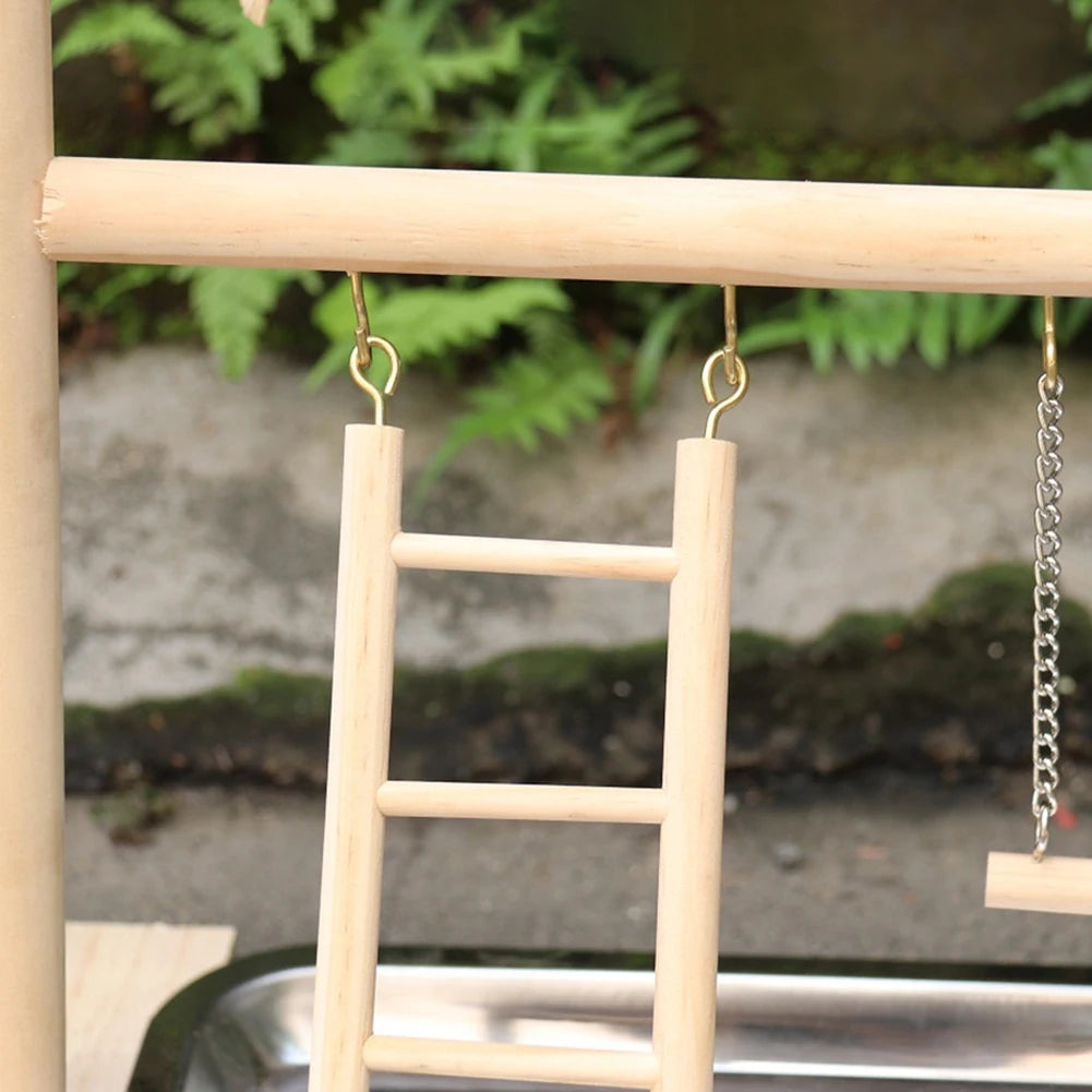 Soporte de percha para patio de juegos de pájaros, tazas de alimentación, colu