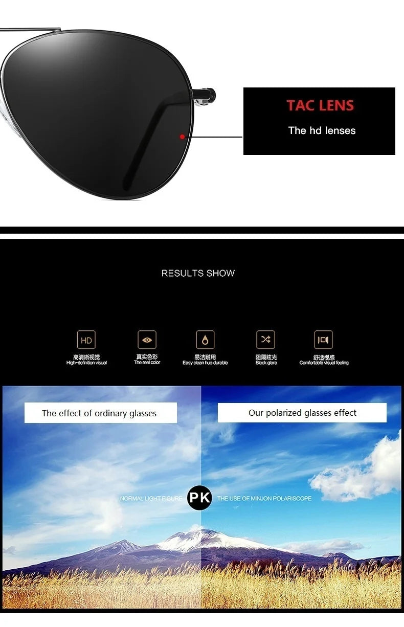 Gafas de sol polarizadas de lujo para hombres y mujeres, gafas de sol de conducción para hombres y mujeres, diseñador de marca, gafas de sol de piloto negras Vintage, UV400