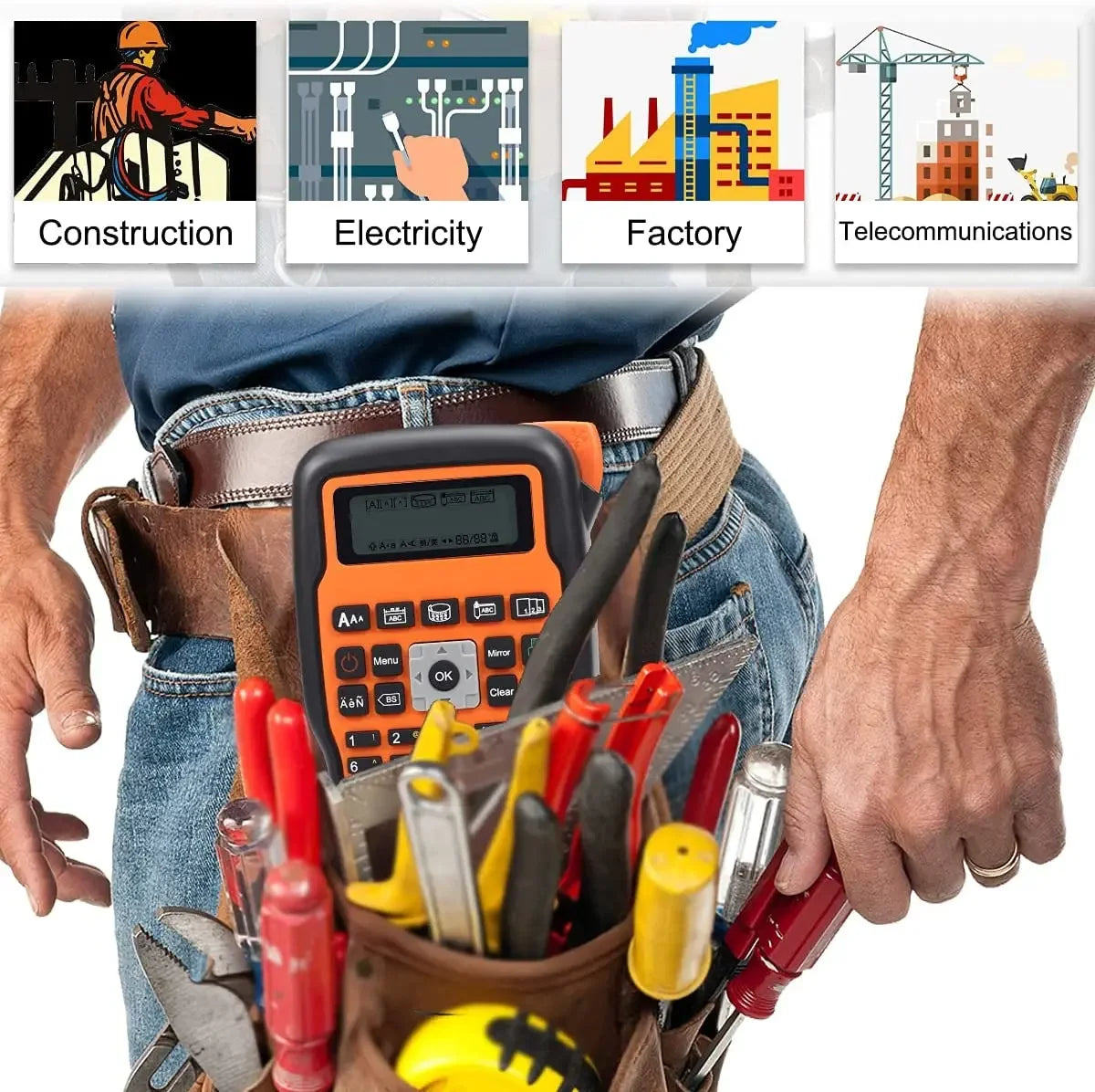 Impresora Industrial E1000 PRO TZ231, fabricante de etiquetas, cinta QWERTY, teclado, símbolos, funciona con tubos termorretráctiles