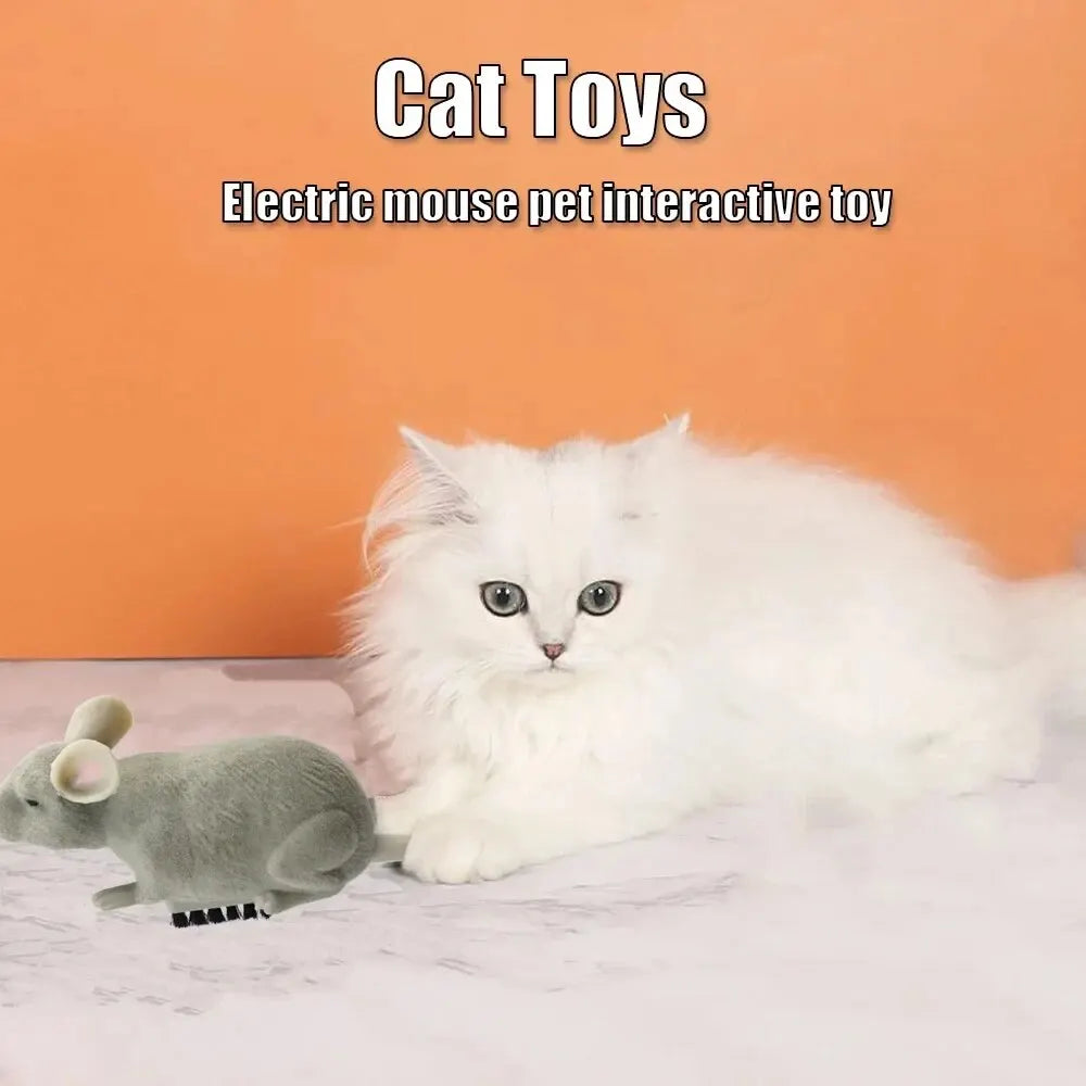 Ratón eléctrico de juguete para gatos, Robot de Escape automático, vibración, gateo, funciona con pilas, ratón de peluche, juguete de interacción para mascotas