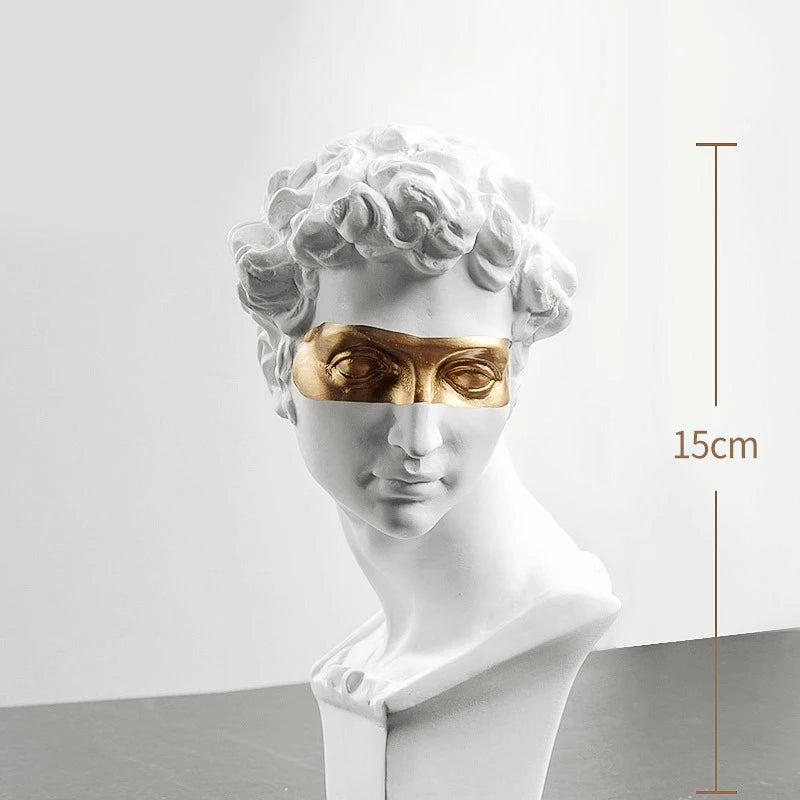 Estatuas para decoración de mesa de centro David, adornos de decoración del hogar, busto de sala de yeso, escultura artística decorativa de resina blanca, 15cm