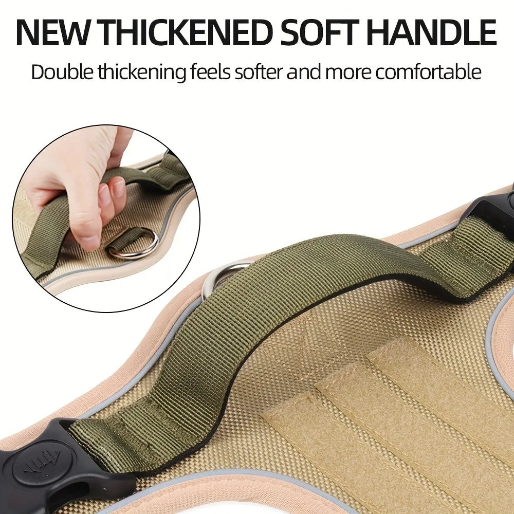 Arnés antiestrangulamiento para perro, pecho con tira reflectante, cómodo, duradero, mango ajustable para perros pequeños, medianos y grandes