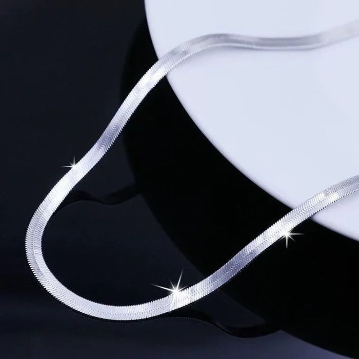 Collar de plata de ley 925 con hoja fina de 4MM para hombre y mujer, joyería de lujo para boda, fiesta, regalos de vacaciones