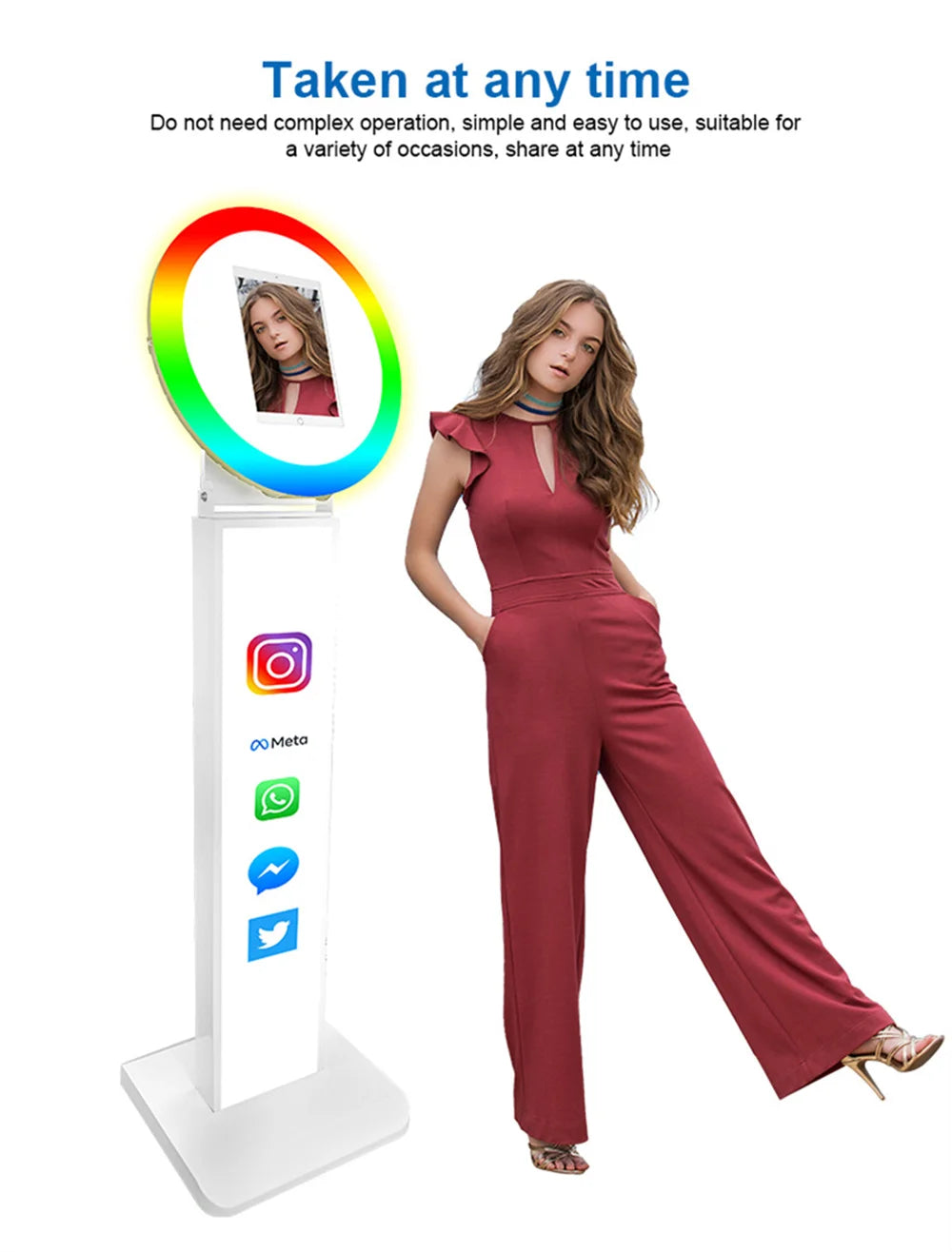 Carcasa de máquina de Selfie para fotomatón de iPad, soporte ajustable, logoti