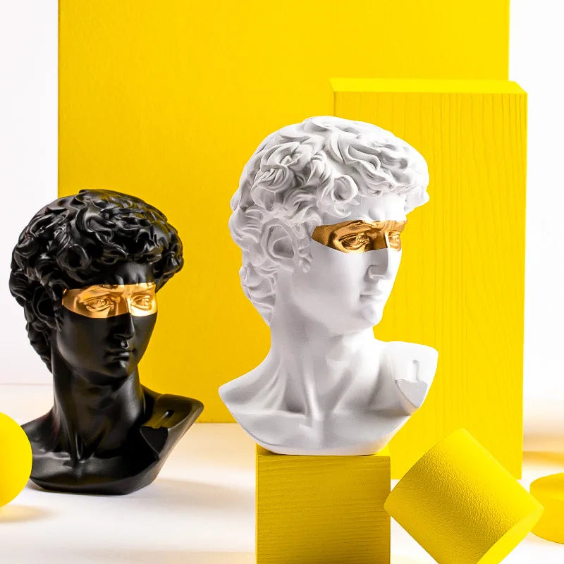 Estatuas para decoración de mesa de centro David, adornos de decoración del hogar, busto de sala de yeso, escultura artística decorativa de resina blanca, 15cm