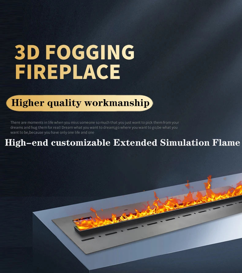 Chimenea atomizada 3D con llama de vapor colorida, niebla decorativa ecológica personalizada, chimenea eléctrica inteligente de vapor de agua para interiores