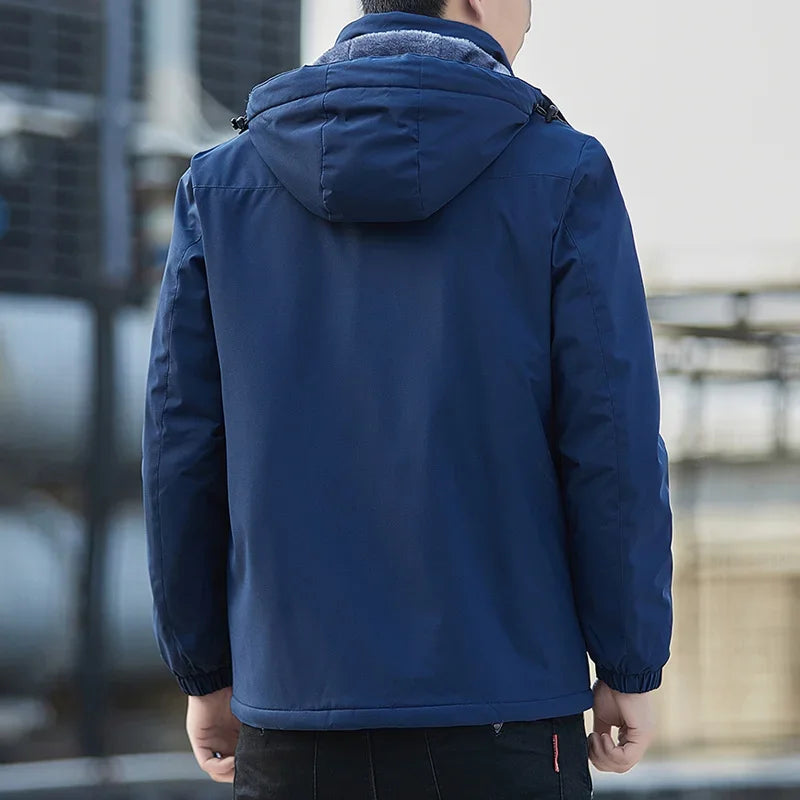 Chaqueta impermeable de felpa para Hombre, abrigo informal de algodón a prueba