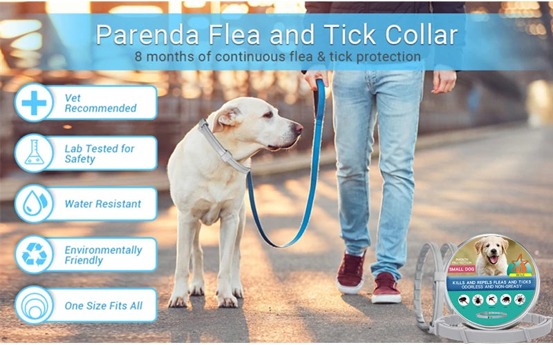 Collar antiparasitario para mascotas, accesorio retráctil de protección para pulgas y garrapatas