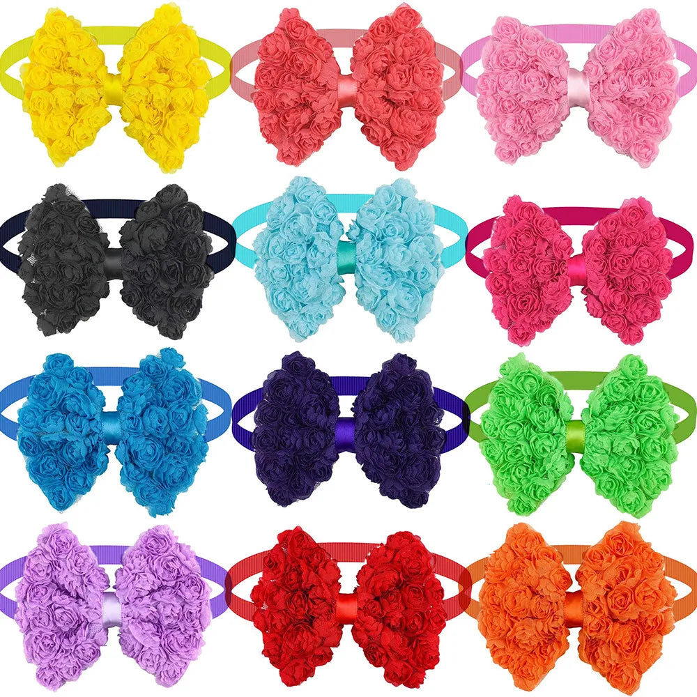 30 Pieces. Big Dog Bow for Valentine's Day Dog Grooming Product Pink Chiffon St