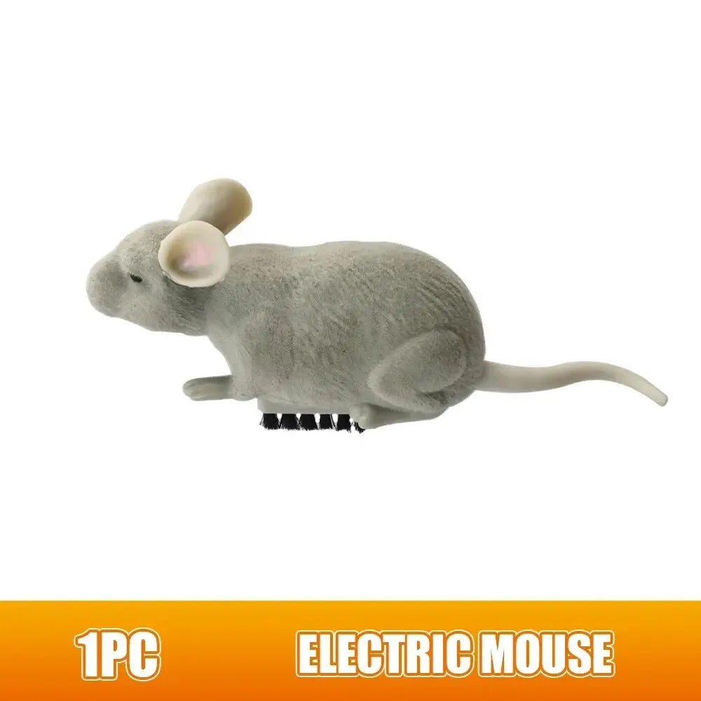 Ratón eléctrico de juguete para gatos, Robot de Escape automático, vibración, gateo, funciona con pilas, ratón de peluche, juguete de interacción para mascotas
