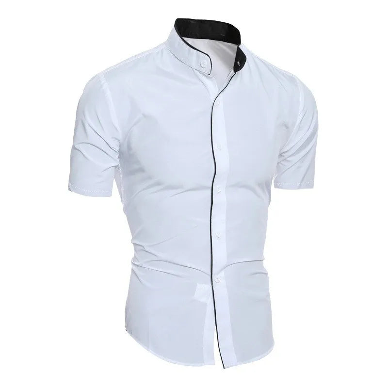 Camisa de manga corta para hombre, camisa informal de color sólido, nueva