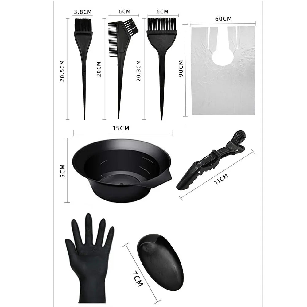 Juego de brochas desechables para teñir el cabello, pinzas para la oreja, cuenc