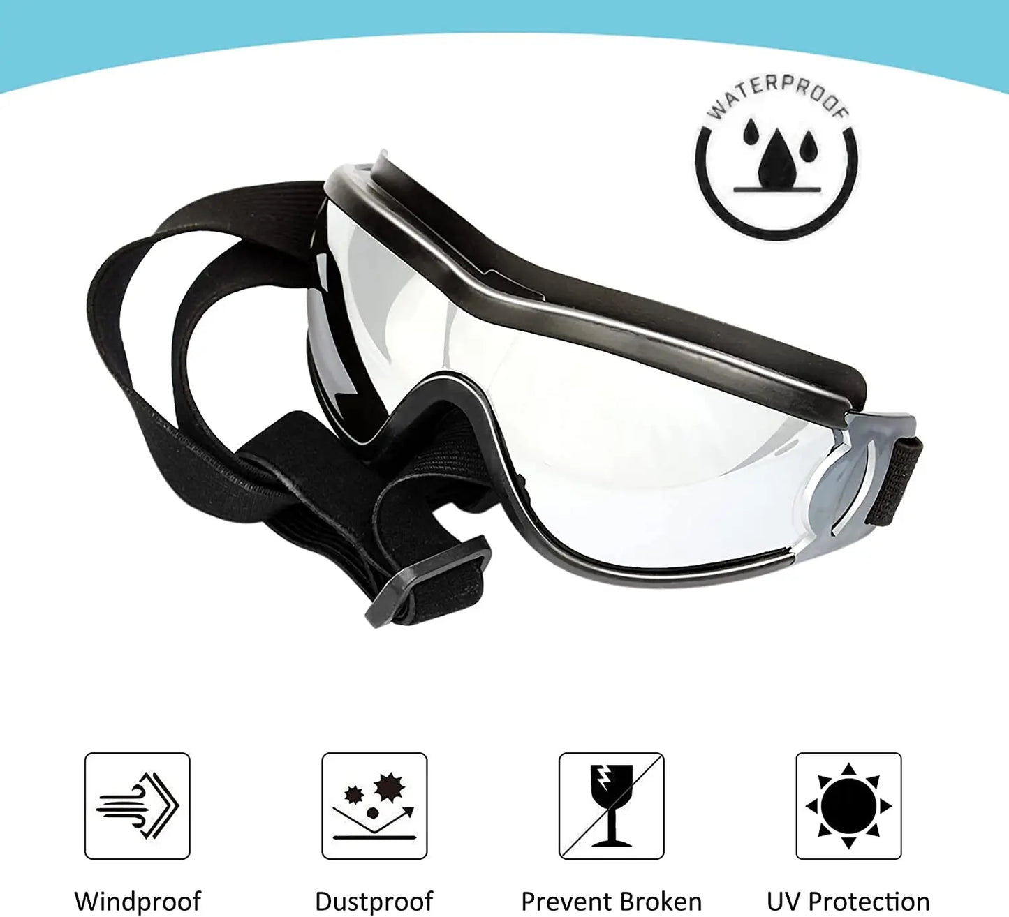 Dog Sunglasses, Adjustable Strap for Travel, Ski and Anti-Fog, Goggles