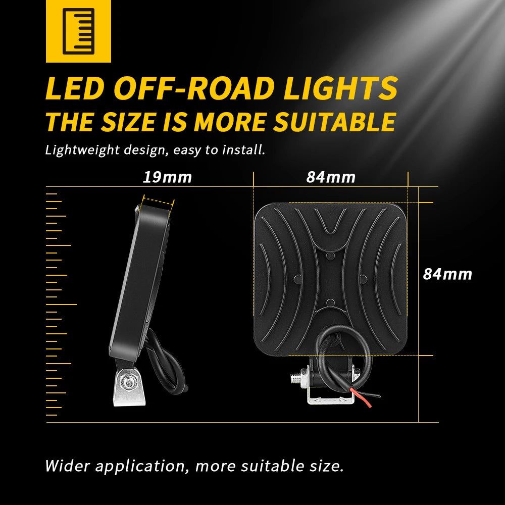 12V 24V Offroad LED Work Light 4x4 Spotlight For Jeep Truck