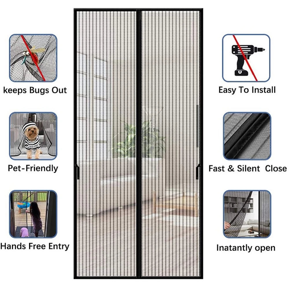 No Drilling Magnetic Door Curtain Automatic Closing Anti Mosquito