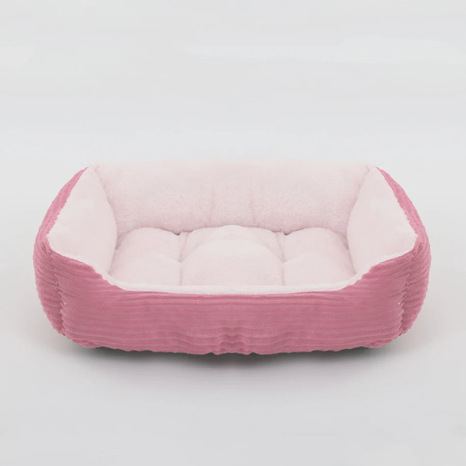 Square Plush Dog Cat Bed Sofa Bed for Medium and Small Dogs