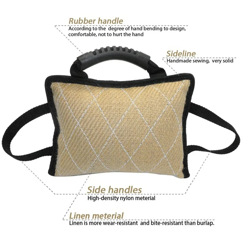 Durable Jute Dog Bite Pillow Linen Remover Toy Outdoor