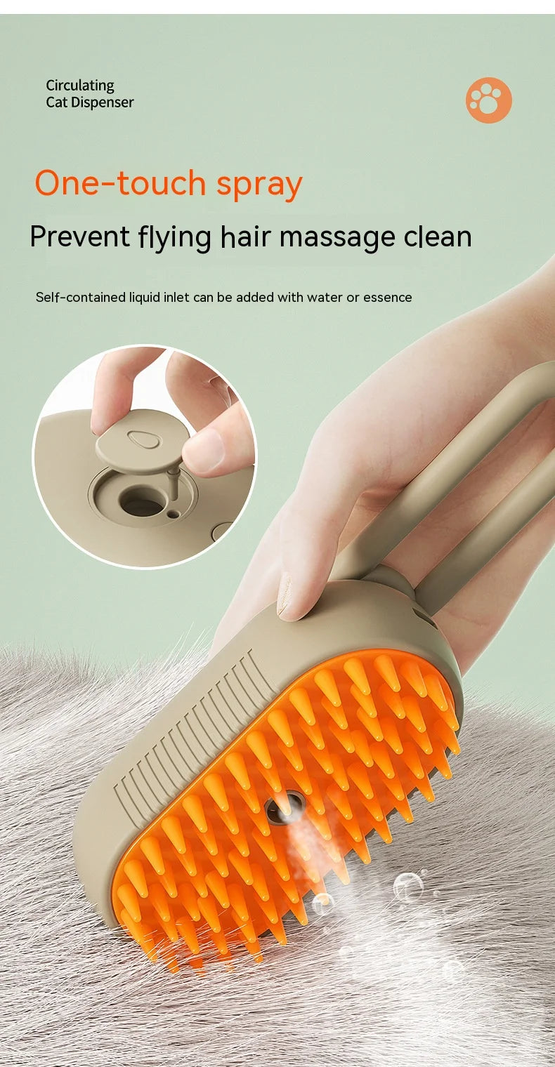 Nuevo peine en aerosol para mascotas para gatos y perros, peine eléctrico para depilación con pulverizador, cepillo de masaje antivuelo con una tecla, masaje limpio