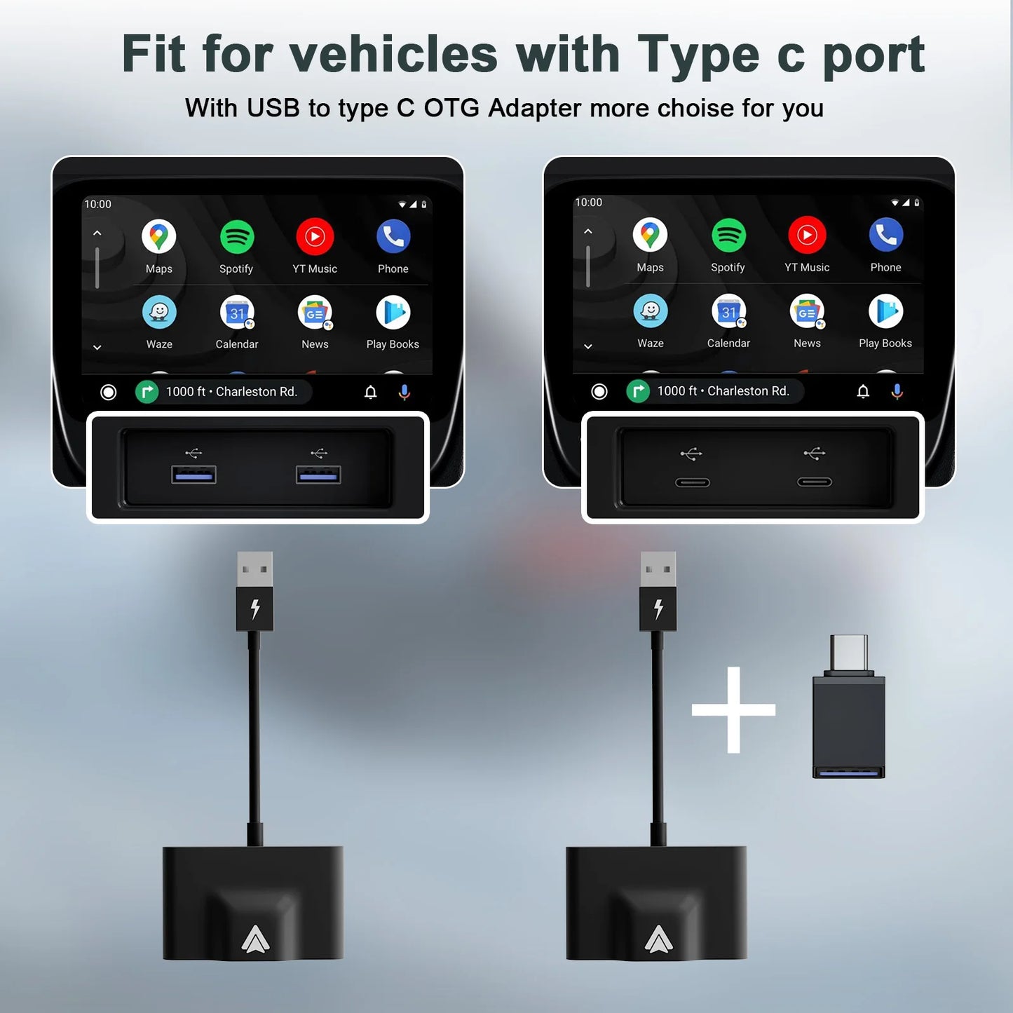 Adaptador inalámbrico para coche y teléfono Android, Dongle automático para c