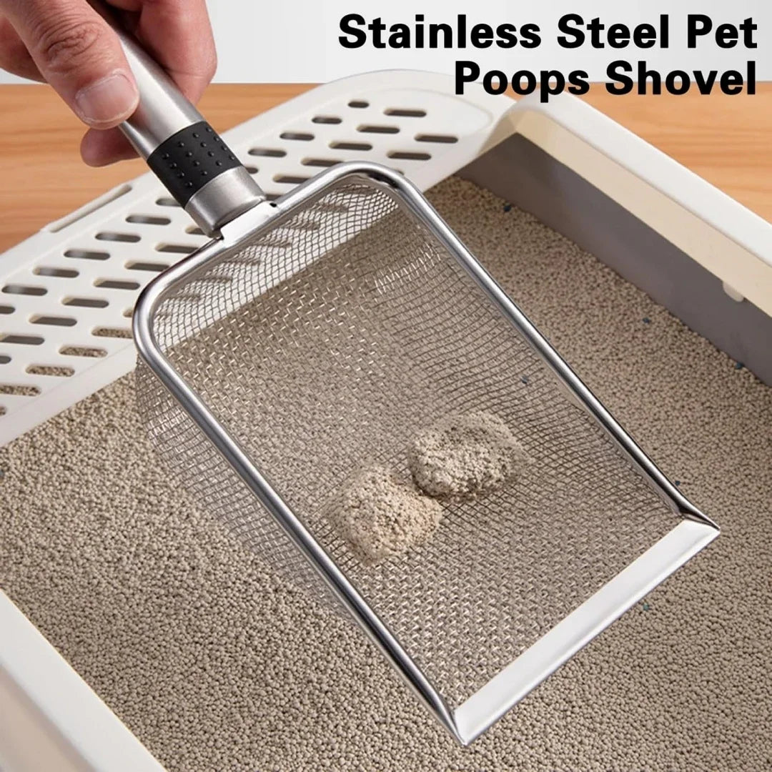 Herramienta de limpieza para mascotas, pala para arena de gatos de aleación de aluminio y Metal, mango duradero de acero inoxidable, pala para excrementos de mascotas