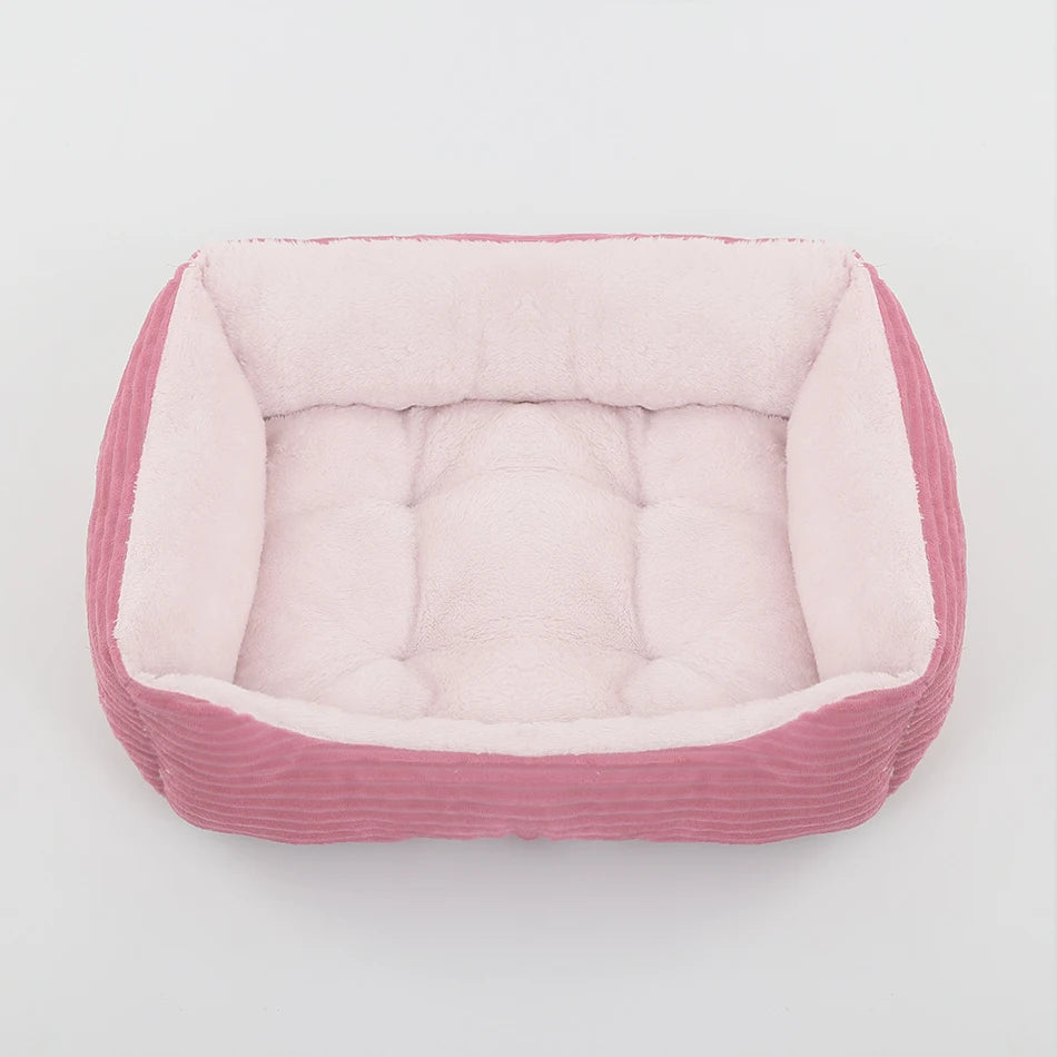 Square Plush Dog Cat Bed Sofa Bed for Medium and Small Dogs