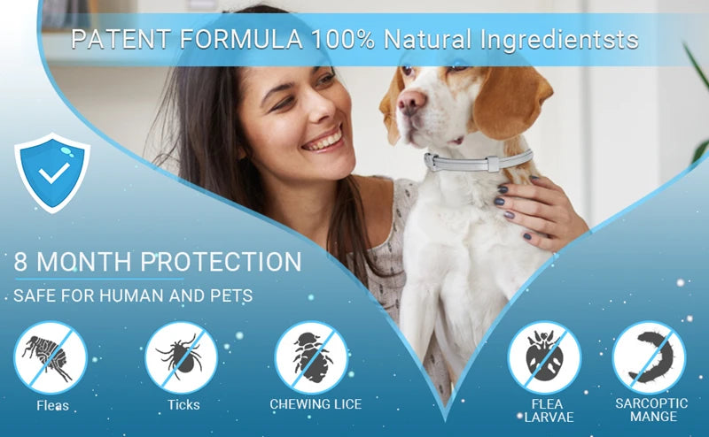 Collar antiparasitario para mascotas, accesorio retráctil de protección para pulgas y garrapatas