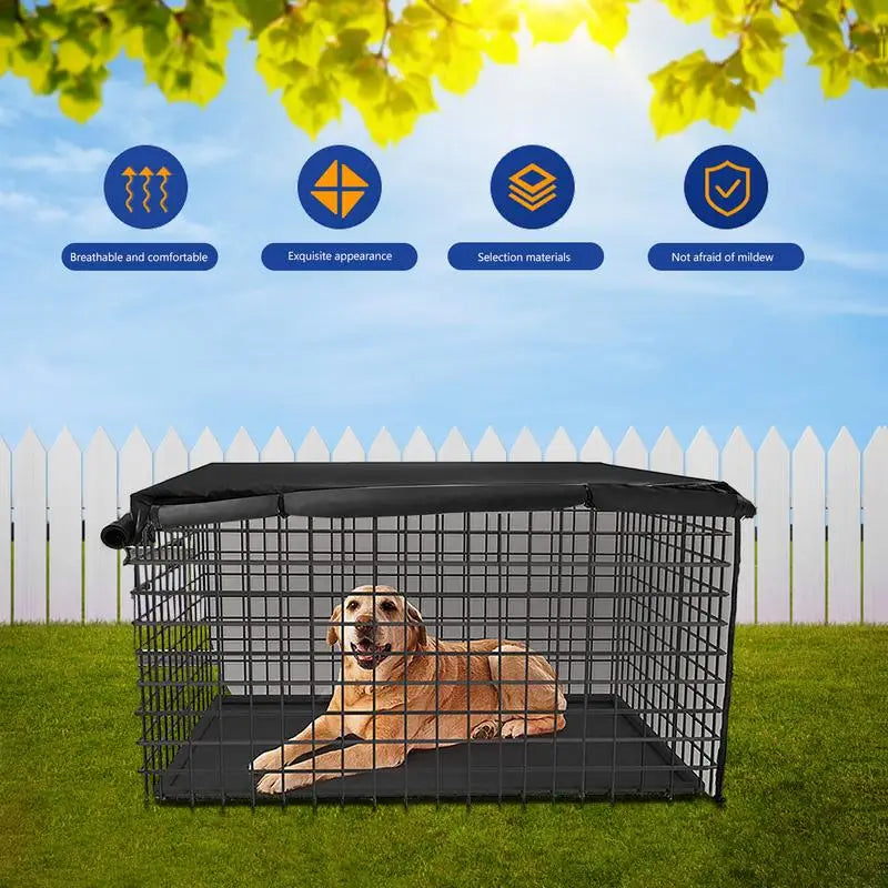 Waterproof Dog Kennel Cover Pet Cage with Two Doors