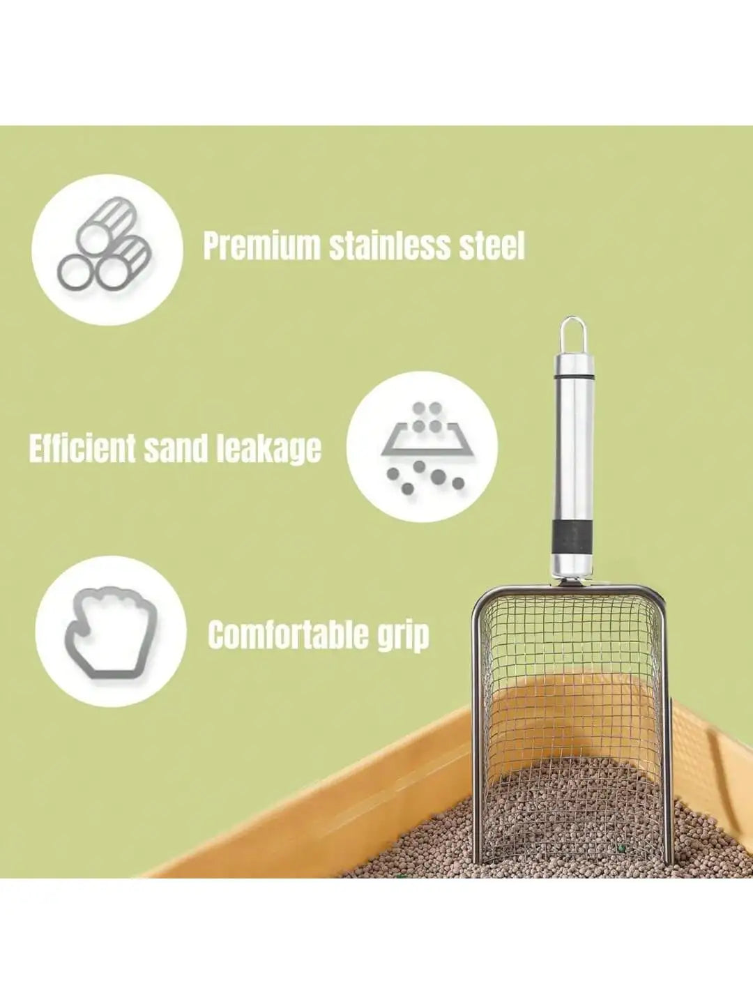Herramienta de limpieza para mascotas, pala para arena de gatos de aleación de aluminio y Metal, mango duradero de acero inoxidable, pala para excrementos de mascotas