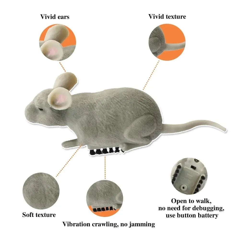 Ratón eléctrico de juguete para gatos, Robot de Escape automático, vibración, gateo, funciona con pilas, ratón de peluche, juguete de interacción para mascotas