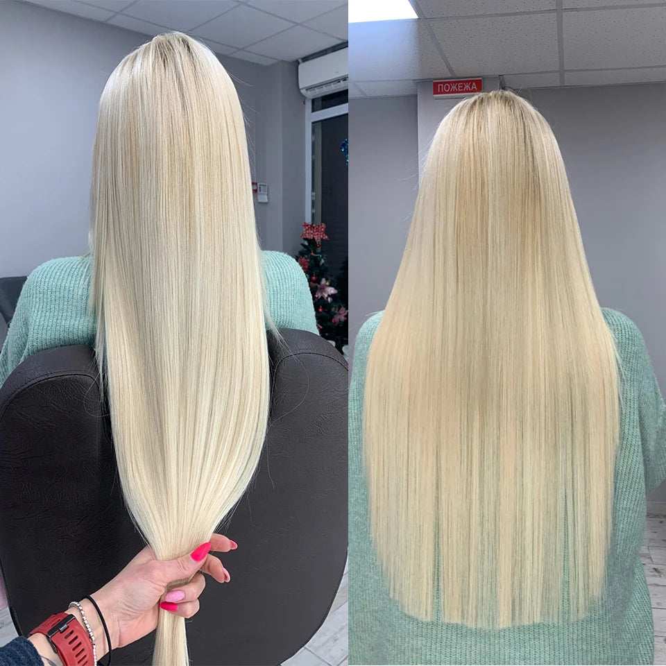 Natural Hair Salon Straight Bone Hair Extensions Fiber