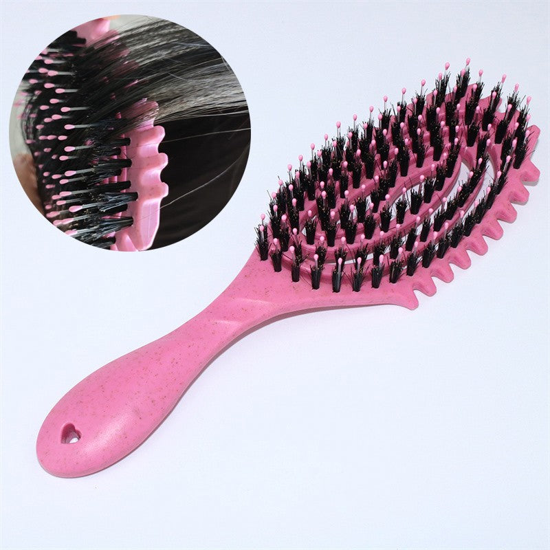 Cepillo de peinado para rizos, cerdas de jabalí enredados, peine para el cabello, cerdas de jabalí, cepillo para desenredar el cabello, herramientas de peinado para definir el cabello