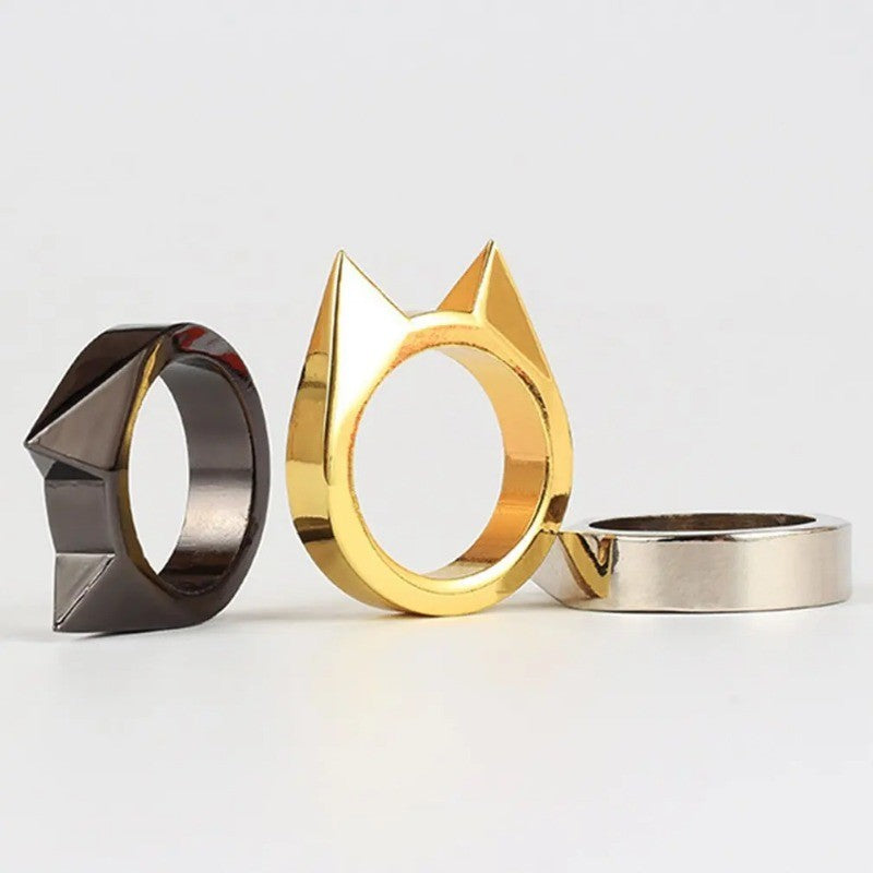 Anillos de autodefensa para hombres y mujeres, anillo de seguridad para la oreja de gato, ventana rota, suministros de supervivencia al aire libre