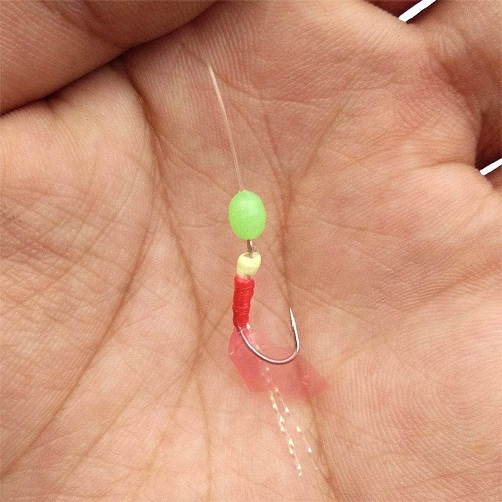 Paquete de 5 aparejos de cebo Wobbler Sabiki y anzuelos de pesca de frijol luminosos, aparejos que brillan en la oscuridad para agua salada con mosca oceánica