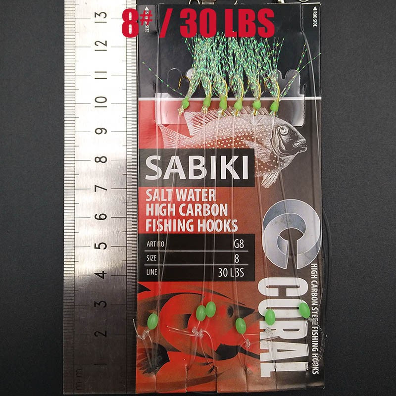 Lunker Sabiki-señuelo intermitente, anzuelo de aparejo, cebo suave, lombriz luminosa, caballa oscura, pesca, pargo, muleta de cabeza plana, tiburón
