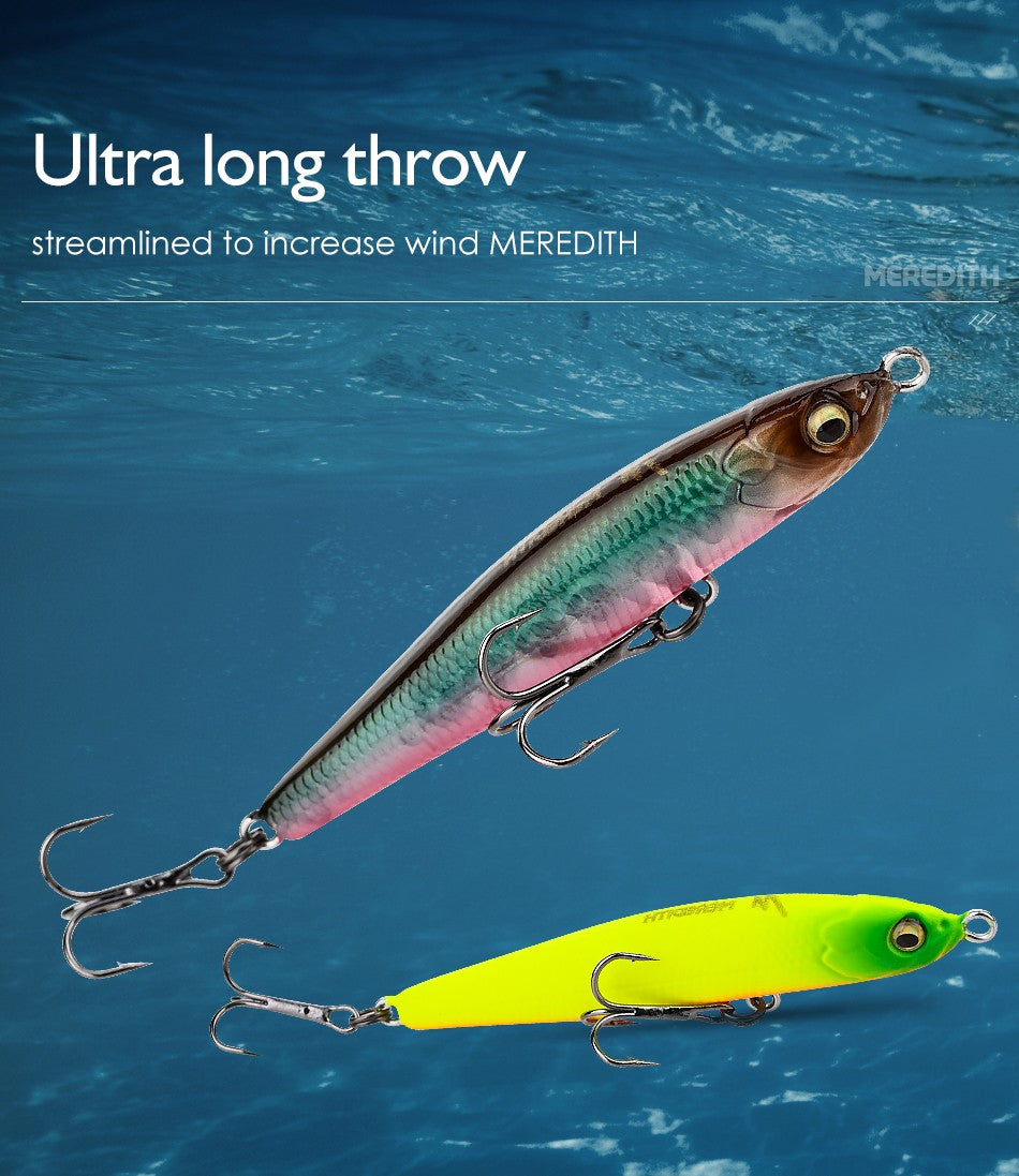 MEREDITH Jerk lápiz que se hunde señuelo de pesca Wobbler lubina aparejos de pesca señuelos accesorios de pesca señuelos de agua salada cebo de peces curricán